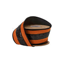 2 1/2" Wired Dupioni Ribbon | Orange w/ Black Sequin Trim | 10 Yard Roll