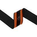 2 1/2" Wired Dupioni Ribbon | Orange w/ Black Sequin Trim | 10 Yard Roll