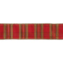 2 1/2" Wired Ribbon | Red Metallic Plaid Ribbon | 10 Yard Roll