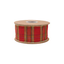 2 1/2" Wired Ribbon | Red Metallic Plaid Ribbon | 10 Yard Roll