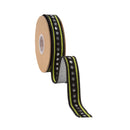 1" Dupioni Ribbon | Green w/ Circles Trim | 10 Yard Roll