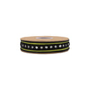 1" Dupioni Ribbon | Green w/ Circles Trim | 10 Yard Roll