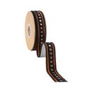 1" Dupioni Ribbon | Orange w/ Circles Trim | 10 Yard Roll