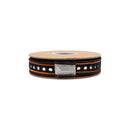 1" Dupioni Ribbon | Orange w/ Circles Trim | 10 Yard Roll