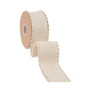 2 1/2" Wired Ribbon | Double Sided Fringe Trim on Ivory Canvas | 10 Yard Roll