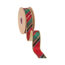 1 1/2" Wired Ribbon | Bold Christmas Plaid w/ Metallic Gold Backing | 10 Yard Roll