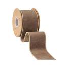 2 1/2" Wired Velvet Ribbon | Brown w/ Gold Metallic Backing | 10 Yard Roll