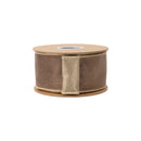 2 1/2" Wired Velvet Ribbon | Brown w/ Gold Metallic Backing | 10 Yard Roll