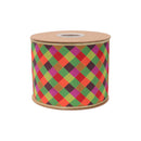 4" Wired Dupioni Ribbon | Multi Jewel Tone Small Bias Check Plaid w/ Gold Metallic Fused Dupioni Backing | 10 Yard Roll