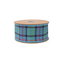2 1/2" Wired Dupioni Ribbon | Blue/Green/Red Plaid w/ Fused Dupioni Backing | 10 Yard Roll