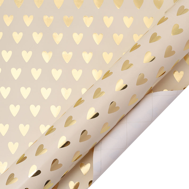 17" x 33' Mini Wrapping Paper | Blush Gold Metallic Heart