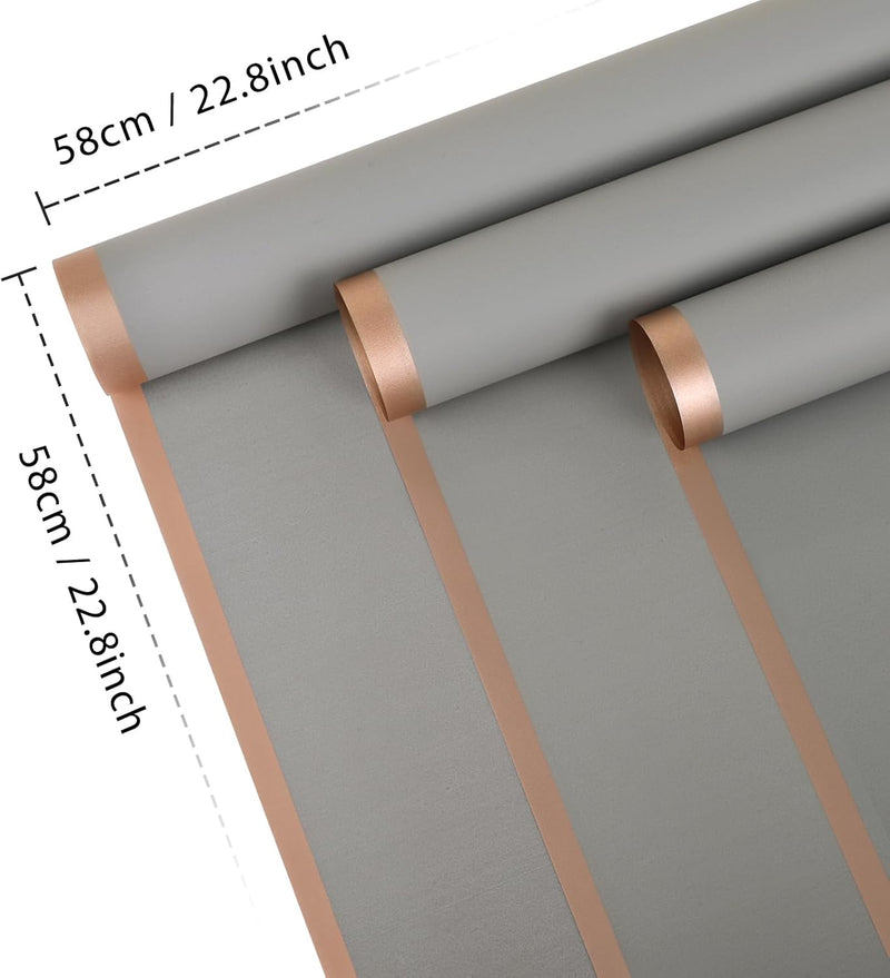 58x58cm Matte Floral Sheets with Gold Edge | Gray | 50-pcs Bag