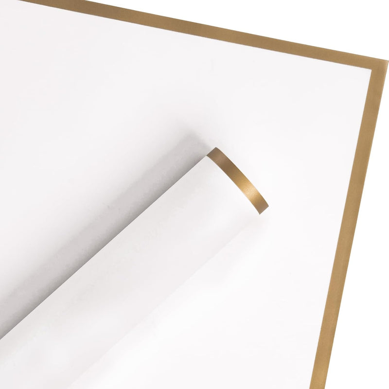 58x58cm Matte Floral Sheets with Gold Edge | White | 50-pcs Bag