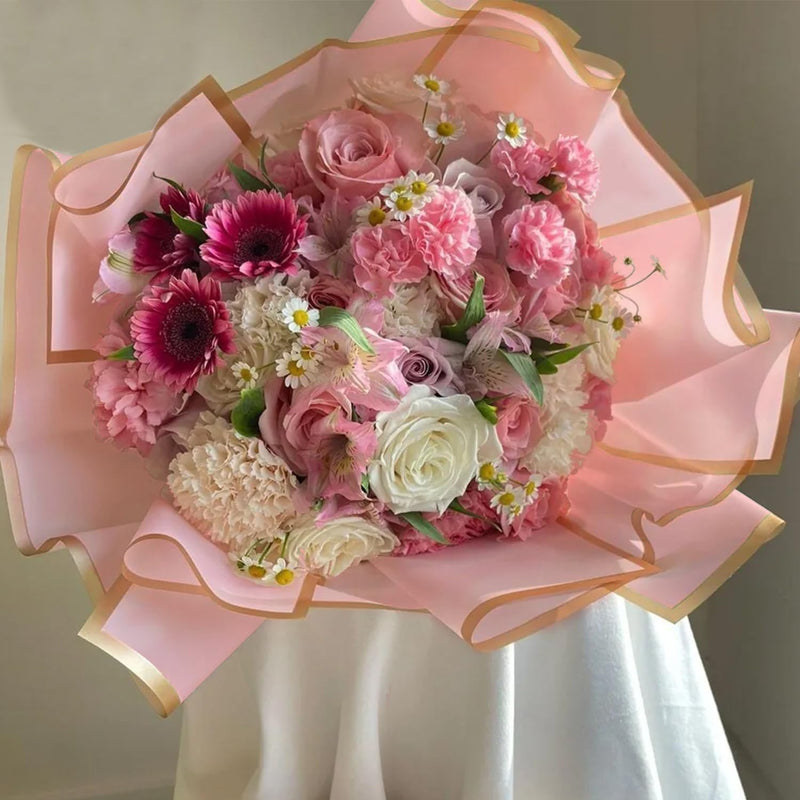58x58cm Matte Floral Sheets with Gold Edge | Wild Rose | 50-pcs Bag