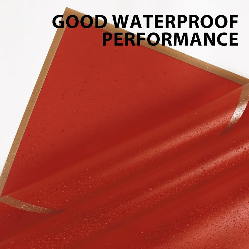 58x58cm Matte Floral Sheets with Gold Edge | Red | 50-pcs Bag