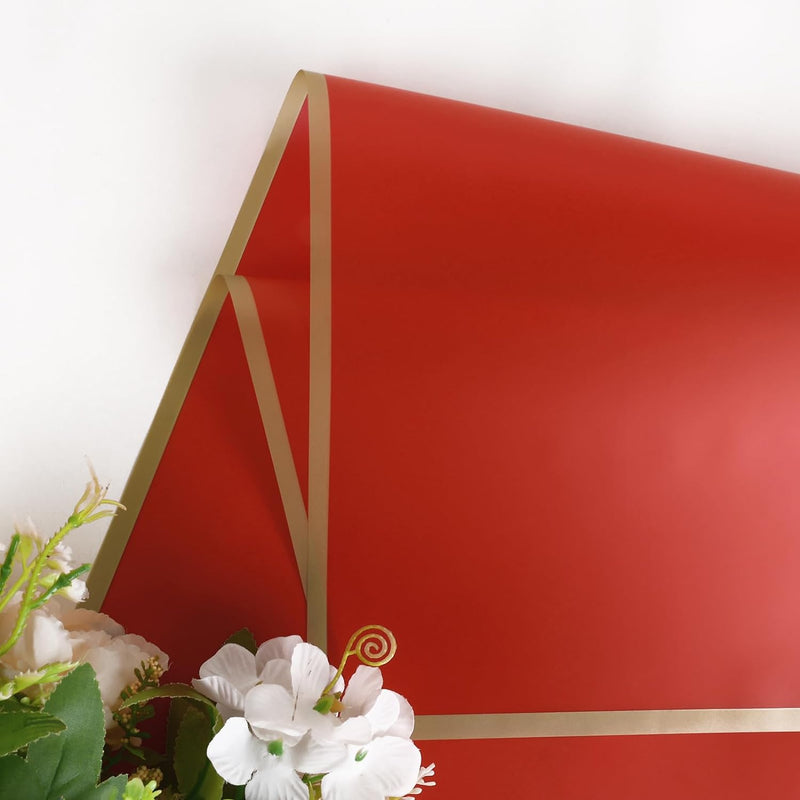 58x58cm Matte Floral Sheets with Gold Edge | Red | 50-pcs Bag