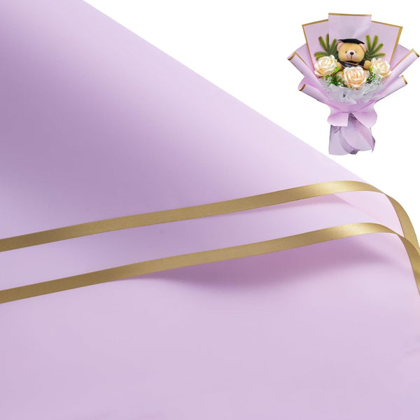 58x58cm Matte Floral Sheets with Gold Edge | Lilac | 50-pcs Bag
