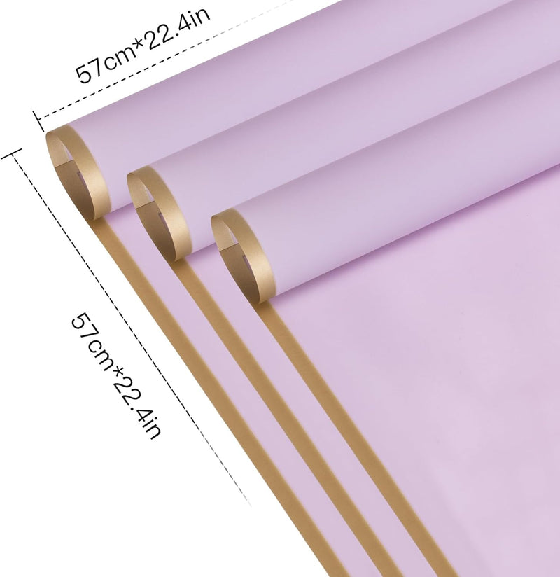 58x58cm Matte Floral Sheets with Gold Edge | Lilac | 50-pcs Bag