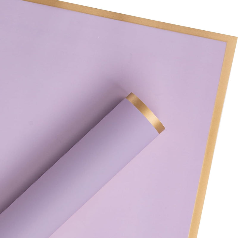 58x58cm Matte Floral Sheets with Gold Edge | Lilac | 50-pcs Bag
