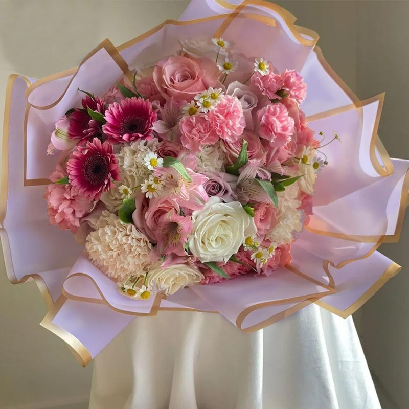 58x58cm Matte Floral Sheets with Gold Edge | Lilac | 50-pcs Bag