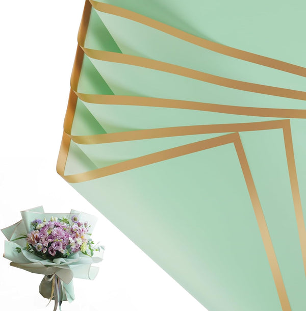 58x58cm Matte Floral Sheets with Gold Edge | Sage | 50-pcs Bag