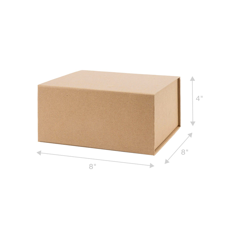 8" x 8" x 4" Collapsable Gift Box w/ Magnetic Square Flap Lid | Kraft