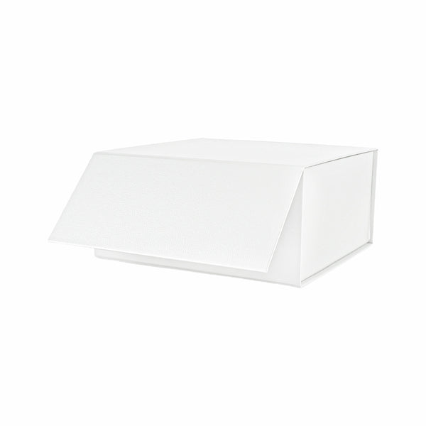 8" x 8" x 4" Collapsable Gift Box w/ Magnetic Square Flap Lid | White