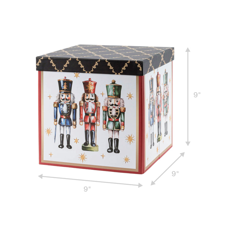 9"x 9"x 9" Collapsable Gift Box w/ Removable Lid | Nutcracker