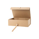 14" x 9" x 4.3" Collapsable Gift Box w/ Satin Ribbon & Magnetic Square Flap Lid | Kraft