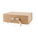 14" x 9" x 4.3" Collapsable Gift Box w/ Satin Ribbon & Magnetic Square Flap Lid | Kraft