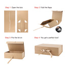 14" x 9" x 4.3" Collapsable Gift Box w/ Satin Ribbon & Magnetic Square Flap Lid | Kraft