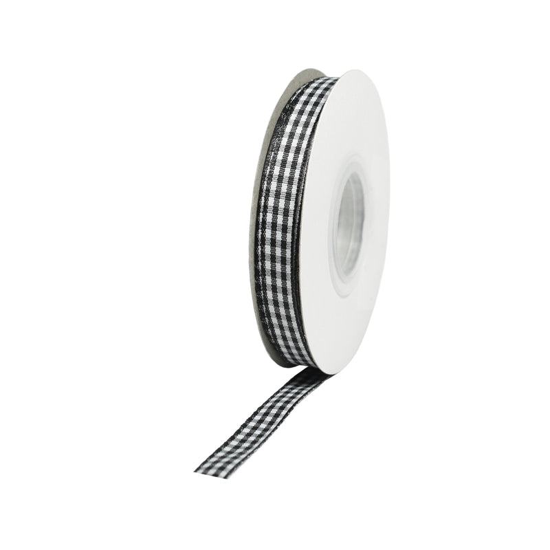 3/8" Gingham Check Ribbon | Black (030)/White (029) | 25 Yard Roll