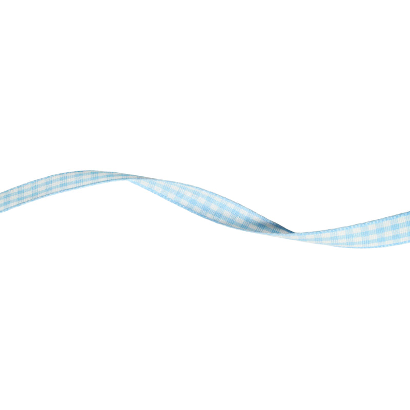 3/8" Gingham Check Ribbon | Blue (312)/White (029) | 25 Yard Roll