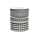 5/8" Gingham Check Ribbon | Black (030)/White (029) | 25 Yard Roll