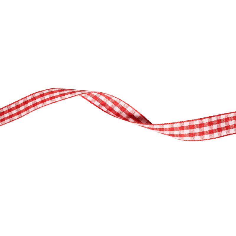 5/8" Gingham Check Ribbon | Red (250)/White (029) | 25 Yard Roll