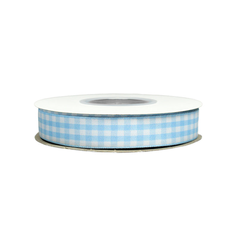 5/8" Gingham Check Ribbon | Blue (312)/White (029) | 25 Yard Roll