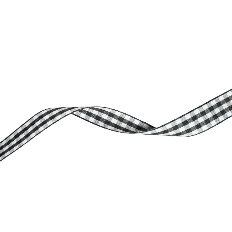 7/8" Gingham Check Ribbon | Black (030)/White (029) | 25 Yard Roll