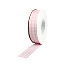 7/8" Gingham Check Ribbon | Lt Pink (117)/White (029) | 25 Yard Roll
