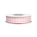 7/8" Gingham Check Ribbon | Lt Pink (117)/White (029) | 25 Yard Roll