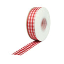 7/8" Gingham Check Ribbon | Red (250)/White (029) | 25 Yard Roll