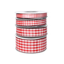 7/8" Gingham Check Ribbon | Red (250)/White (029) | 25 Yard Roll