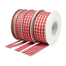 7/8" Gingham Check Ribbon | Red (250)/White (029) | 25 Yard Roll