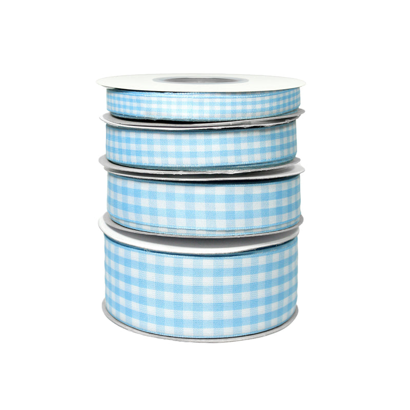 7/8" Gingham Check Ribbon | Blue (312)/White (029) | 25 Yard Roll