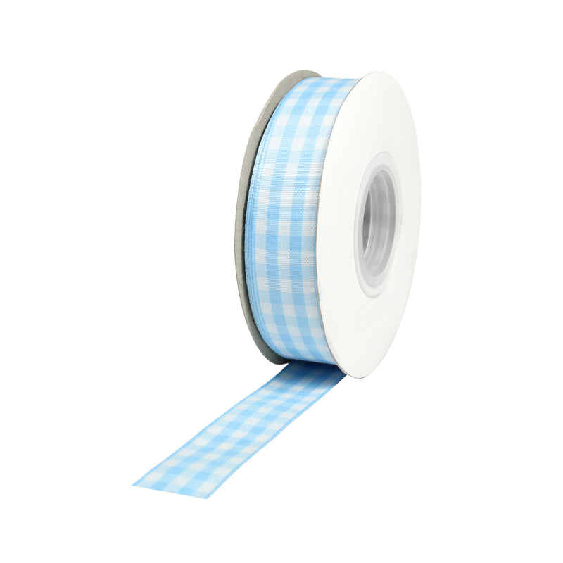 7/8" Gingham Check Ribbon | Blue (312)/White (029) | 25 Yard Roll