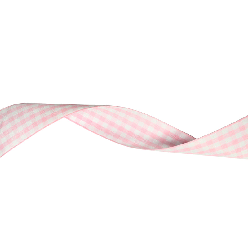 1 1/2" Gingham Check Ribbon | Lt Pink (117)/White (029) | 25 Yard Roll