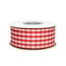 1 1/2" Gingham Check Ribbon | Red (250)/White (029) | 25 Yard Roll