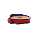 1" Wired Dupioni Ribbon | Red w/ Navy Blue Piping and Backing | 10 Yard Roll