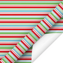24" x 417’ Holiday Wrapping Paper Half Ream | Red, Green and Blue Dots and Stripes