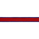 1" Wired Dupioni Ribbon | Red w/ Navy Blue Piping and Backing | 10 Yard Roll