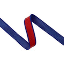 1" Wired Dupioni Ribbon | Red w/ Navy Blue Piping and Backing | 10 Yard Roll